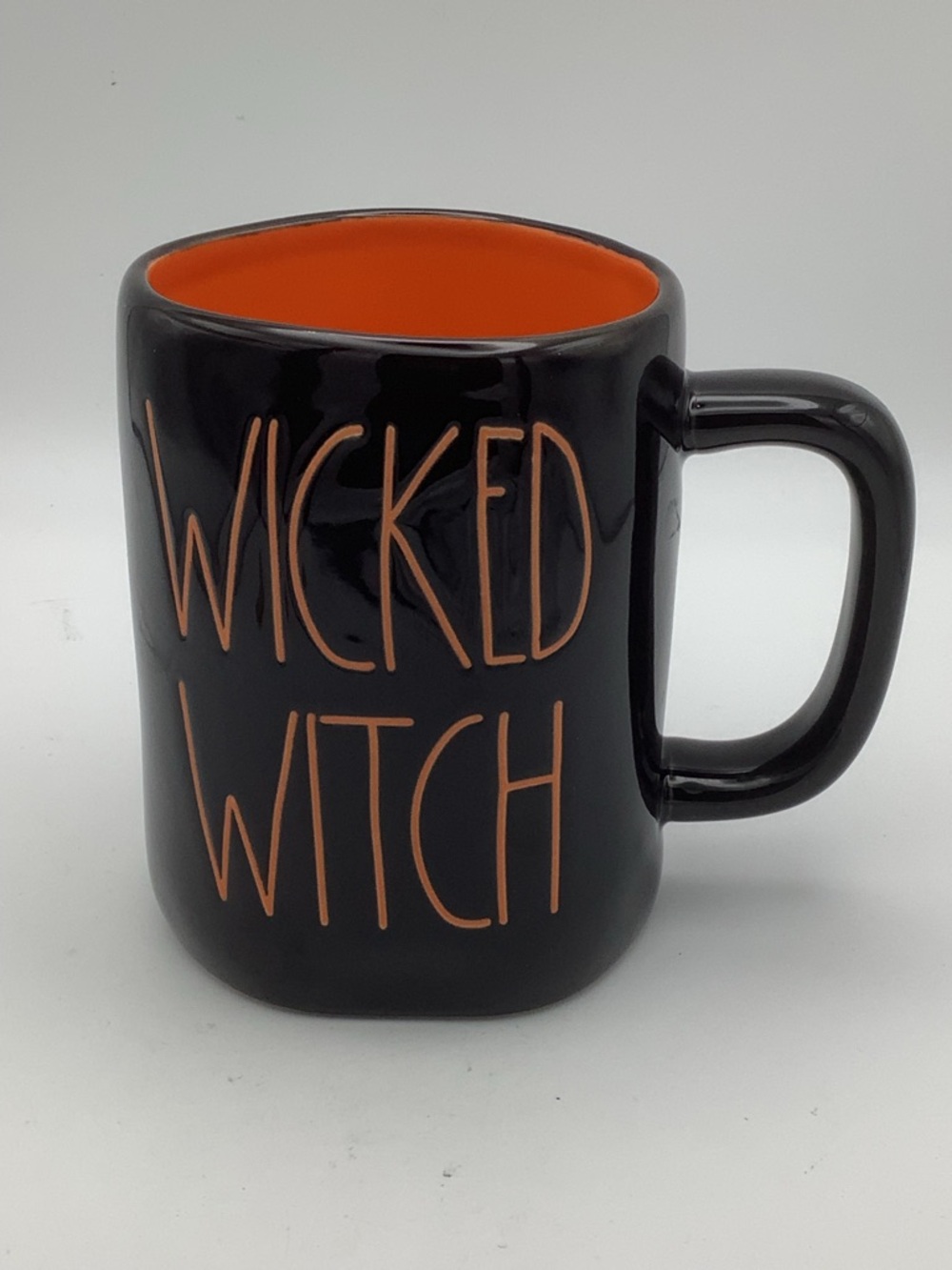 Rae Dunn Black Wicked Witch Mug with Orange Interior